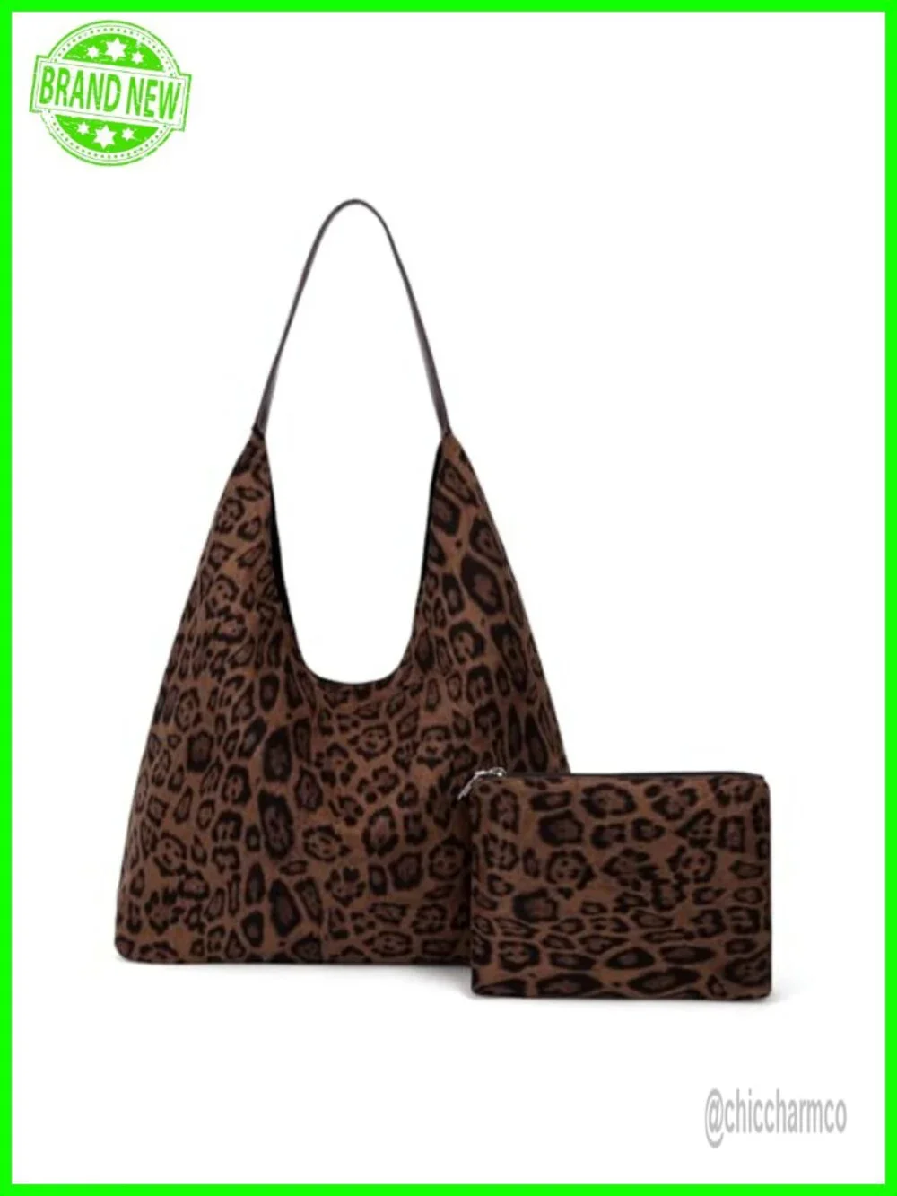 Faux Suede Leopard Hobo Tote Bag Large Capacity Work Bag